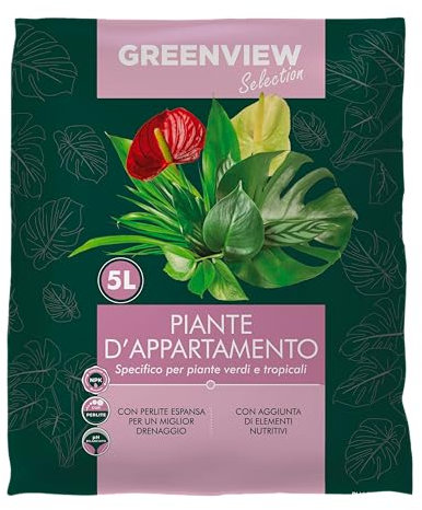 BERARDI | Greenview Terreau pour plantes d'Appartement, 5L, avec perlite et éléments nutritifs, pour plantes vertes et tropicales