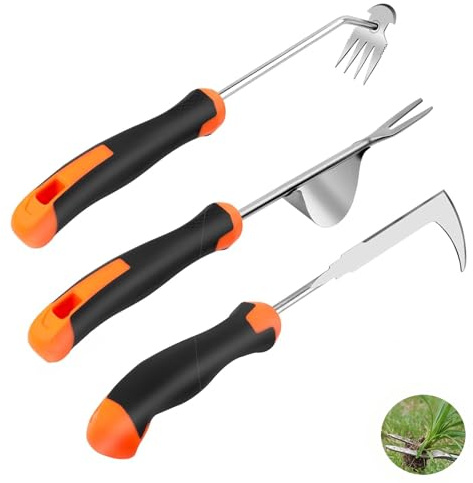 3 Pack Weed Puller Tool Set, Stainless Steel Weeding Tools for Gardening