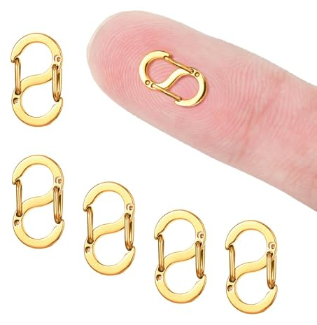 5 Pcs Necklace Shortener Clasps, Double Opening Bracelet Clips, Chain Shortener Jewelry Clasps and Fasteners for Necklace Clasps, Jewelry Making (12mm*6mm Gold)