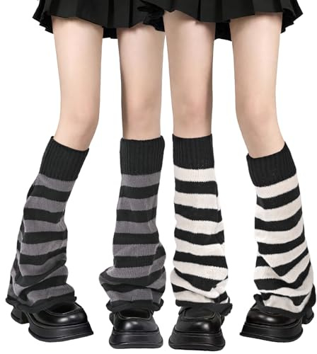 SGQTZDZQ 2 Pairs Black Leg Warmers, Knitted Long Leg Warmers Ladies, Legwarmers 80s High Stocks for Ice Skating Festival Outdoor