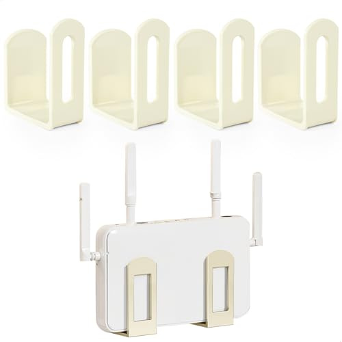 jinminamz 2 Sätze Router Verstecken Halterung, WLAN Box Verstecken, UneingeschräNkt Router Regal für WiFi-Rack Wandhalterung Storage, Routerschrank,Weiß
