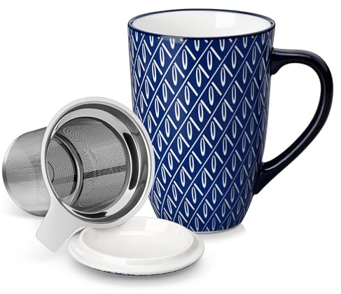 vancasso Selene 540 ml Ceramic Tea Mug with Removable Infuser and Lid