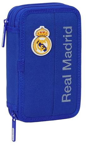 Real Madrid Schulmäppchen für Kinder, bunt, mit 29 nützlichen Utensilien, ideal für Kinder von 5 bis 14 Jahren, bequem und vielseitig, Qualität und Widerstandsfähigkeit, 12,5 x 4 x 19,5 cm
