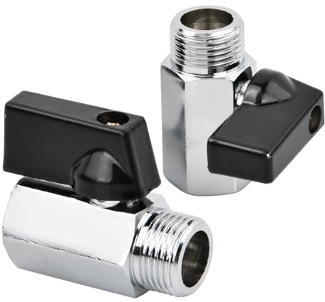 2 Stück Mini Kugelhahn 3/8 Zoll (1/2in) | Messing Absperrventil mit Innen- und Außengewinde, Wasserabsperrventil für Rohrleitungssysteme