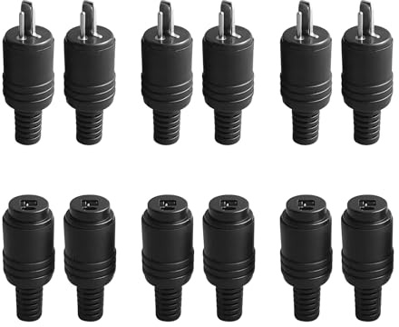 NYVOR Connecteurs de Haut-Parleur DIN 2 Broches, Lot de 12 Pièces avec Bornes à Vis, 6 Paires de Fiches Mâles/Femelles, Installation Facile, pour La Mise à Niveau Et l'Extension des Systèmes Audio