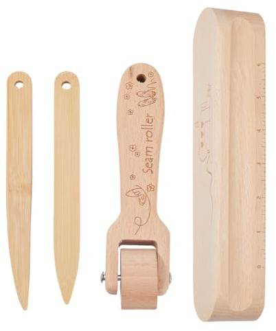 DICOSMETIC 4Pcs Wooden Tailors Clapper Set Set 9.4Inch/23.8cm Tailors Clapper Maple Seam Presser Wood Quilting Tools Point Turner Sewing for Ironing Seams Navajo White
