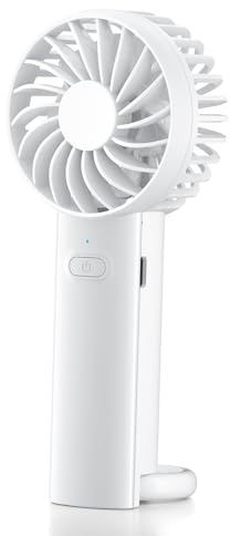 Wasuka Handheld Fan, Portable Fan Rechargeable, USB Desk Fans with 3 Speeds, Battery Powered Hand Fans, Lightweight Electric Mini Personal Fan for Home, Office, Bedroom, Travel, Outdoor (White)