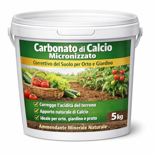 5 KG Carbonato di Calcio Micronizzato per Orto e Giardino – Correttivo del Terreno e Rinforzo Naturale delle Piante – Ideale per Pomodori, Ortaggi, Alberi da Frutto e Vite