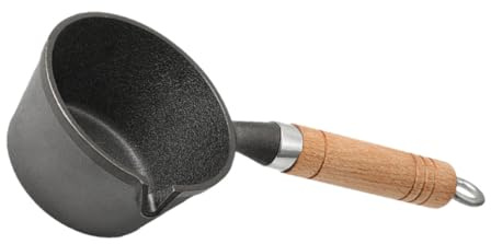 LIGHTAOTAO Petite Casserole en Fer Poignée en Bois, Noire, Cuisson Camping | Chauffe Uniforme et Rapide, Design Léger et Peu Encombrant, Usage la Cuisine et Cuisson, Format Compact