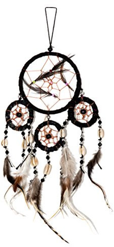 40cm x 9cm Großer Traumfänger Schwarz Dreamcatcher Kauri Muschel