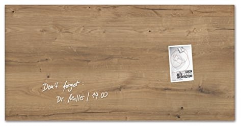 SIGEL GL258 Premium Glas-Magnettafel 91x46 cm Natural-Wood, Holzoptik hochglänzend, SGS geprüft, incl. 3 starke Magnete, Glas-Magnettafel Artverum