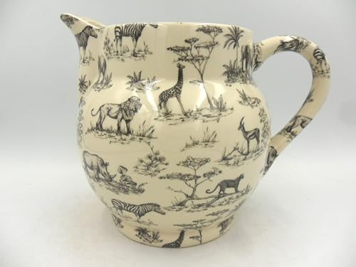 Heron Cross Pottery Black Safari extra large earthenware dutch jug