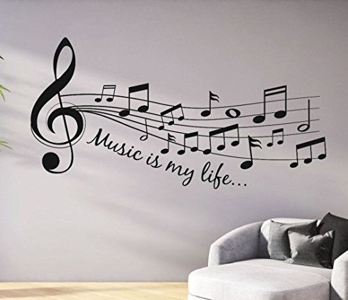 tjapalo® pkm46-S 120cm Wandtattoo Wohnzimmer Musik Wandtattoo musik ist mein Leben Music is my life