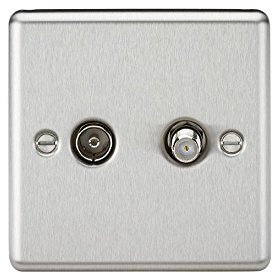 Knightsbridge CL014BC SAT TV Outlet (Isolated) -Rounded Edge Brushed Chrome
