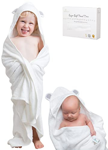 DaisyGro Luxury Hooded Towels For Kids Extra Large 90x90cm, Newborn Baby Bath Towel or Older Kids Poncho Towel, Thick Soft Absorbent Bamboo, Gift Boxed For Baby Shower. British Seller