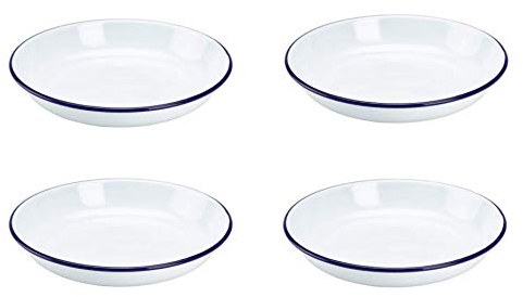 Set of 4 Traditional Falcon White Enamel Rice Plate Roasting Baking (18cm)