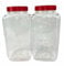 Truenova - Set of 2 x 4.5L X Large Plastic Storage Jars Kitchen/Garage Organisation & Large Red Flat Lids