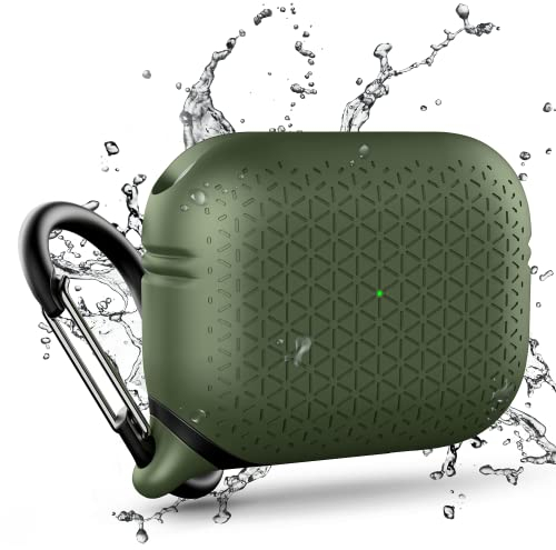 Catalyst Waterproof Special Edition Case for AirPods Pro (1st and 2nd Gen) Wireless and USB-C Charging Compatible, One-Piece Design, High Drop Protection, with Carabiner, Soft-Touch - Army Green