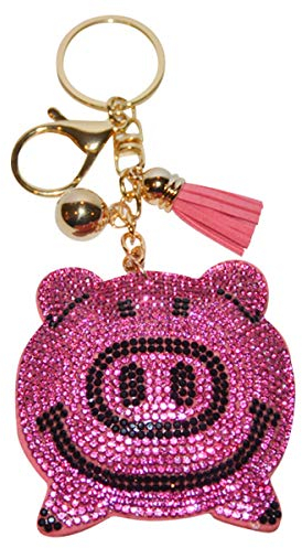 Popfizzy Glitzernder Schlüsselanhänger für Rucksack oder börse, dekoratives Accessoire (rosa Schwein)