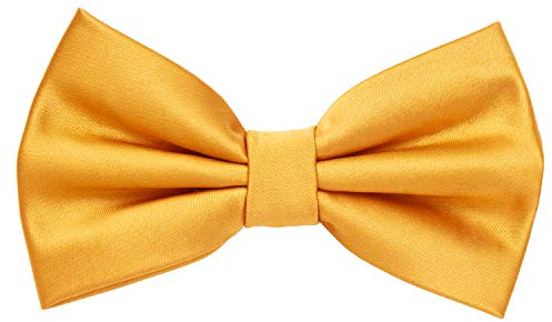 MASADA Herren Fliege Gelb Seidenlook, stufenlos verstellbar, handgefertigt, Hakenverschluss - 12 x 6 cm 100% Polyester