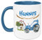 GRAZDesign Tasse Traktor personalisiert mit Namen, Kindertasse, personalisierte für Junge Trinkbecher Kindergeschirr Kinder Becher Hellblau, Keramik BPA-frei, 330ml Motiv Trecker