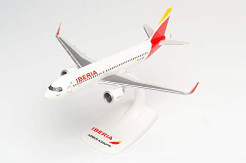 Herpa modello di aereo scala 1:200-Snap-Fit, pezzo deco, statuetta con supporto in plastica Iberia Airbus A320 Neo – EC-NER Barajas in miniatura per fai da te e da collezione, Multicolore, 613064