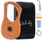 Lyre Harp Mulucky MLH701 - 7 - Lira de metal con cuerda de acero, instrumento de lira de caoba con llave de afinación y bolsa de transporte negra