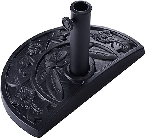 RELAX4LIFE Soporte para Sombrilla Semicircular con Perno de Bloqueo Ajustable, Base para Sombrilla de Poste Φ32-48mm con Tubo de Acero Inoxidable para Jardín, Playa y Patio, Negro