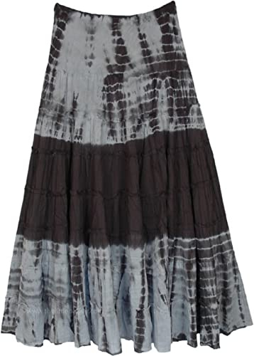 Women's Vintage Elastic Waist A-Line Long Midi Skirt Solid Color Pleated Big Hem Basic Flared Long Skirts (z5, S)