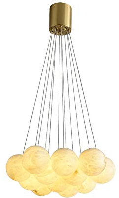 Ball Lampenschirm,G9 Alle Kupfer Marmor Kronleuchter,Wohnzimmer Esszimmer Schlafzimmer Villa Weiche Dekoration Designer Showroom Beleuchtung,Blasenlampe-Vollkupfer und wolkenstein 12 kopf