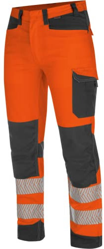 WÜRTH MODYF Warnschutz Bundhose Fluo EN 20471 - professionelle Arbeitshose für Herren - Warnschutzhose mit Knieschutztaschen - in der Größe 102 in Orange