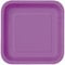 Trimming Shop 9 Heavy Duty Square Dessert Plates Deep Purple Disposable Plates 23cm - Colour Themed Paper Tableware for BBQs, Weddings, Birthday, Multipurpose Occasions (14 Pack)