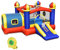 GOPLUS Hüpfburg Aufblasbar, Springburg Bunt, Hüpfschloss mit Rutsche, Spielburg für Kinder, 380 x 305 x 215cm (Feiertage, Mit Gebläse)