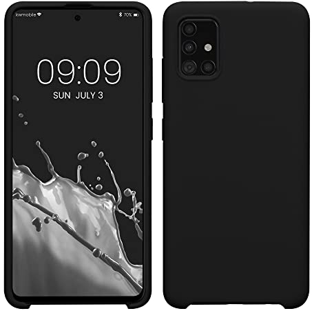 kwmobile Hülle kompatibel mit Samsung Galaxy A51 Hülle - Silikon Handy Case - Handyhülle weiche Oberfläche - kabelloses Laden - Schwarz