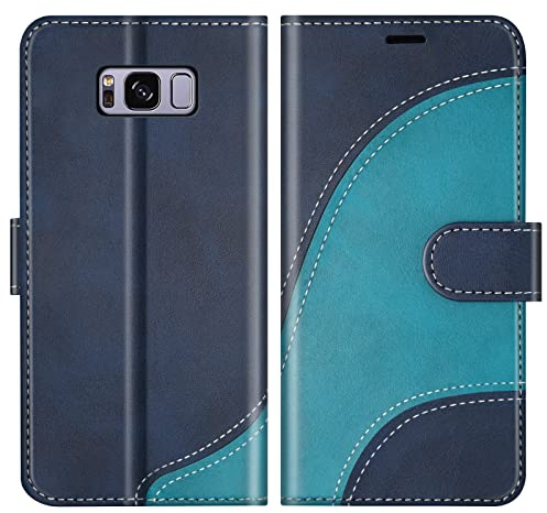 BoxTii Hülle für Samsung Galaxy S8 Plus, PU Leder Handyhülle für Galaxy S8 Plus, Ledertasche Klapphülle Schutzhülle mit Kartenfächer und Magnetverschluss, Blau