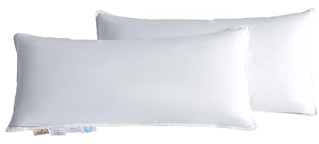 Homyrium Daunenkissen 40x80 2er Set Kopfkissen 40x80 Daunen 2er Set Federkissen Dreikammer Kissen FÜLLUNG: außen 90% Daunen / 10% Federn; innen 100% Federn, 100% Baumwollbezug (800g, 2er Pack)