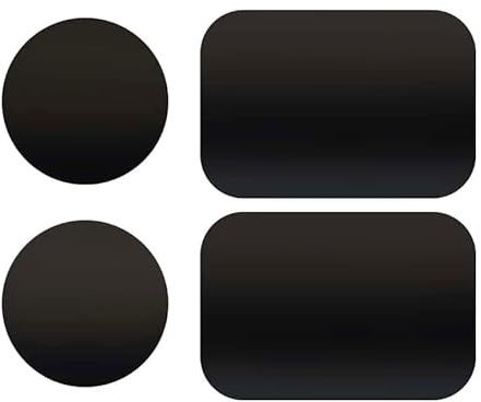 Qinoc Metal Plates for Mobile Magnetic Mount - Universal Replacement Plate Metal Disc with Strong Adhesive for Car Mounts, Magnetic Phone Holder - 2 Rectangle and 2 Round (All Black)