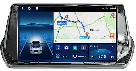 Lettore di navigazione GPS per auto Android 12 touch screen per Peugeot 208 2021-2022 anni Radio multimediale stereo wireless Carplay (Q-450 4G+64G)