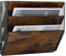 TQVAI 3 Compartiments Assembler Métal Bois Porte Revue Mural Porte Documents A4 Organisateur De Bureau Rangement Papier Dossier Suspendus, Noir/Antique