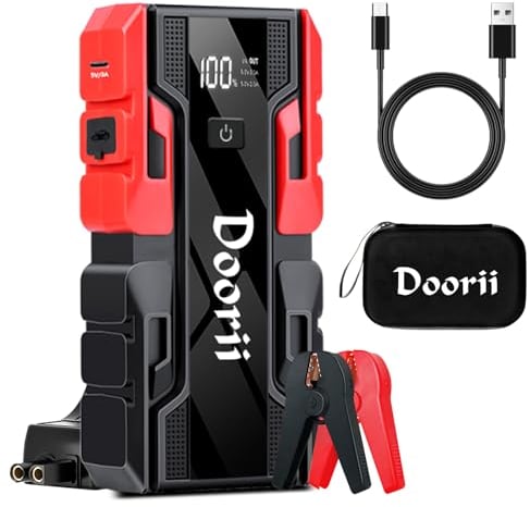 DOORII 001B 4000A Booster Avviamento jump start da, Avviatore Emergenza per Auto 12V, (Motori Fino a 9.0L Gas o 7.0L Diesel) Torcia a LED,Porta USB da per,Starter Batteria Auto