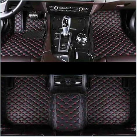 Automatten Auto-Fußmatten Für Ford Für Fiesta 2009–2017 Auto-Innenzubehör Lederteppiche Fußpolster Autotepiche (Farbe : Schwarz Rot)