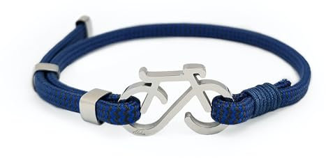 Aloha Bracelet vélo course Gravel Bike Mountain Bike idée cadeau homme femme réglable acier, regolabile da 18 a 23 centimetri, Acier et corde, Pas de gemme