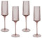 Beliani Set de 4 Flûtes à Champagne Striées Soufflées à la Main 220 ml Rose Transparent Améthyste