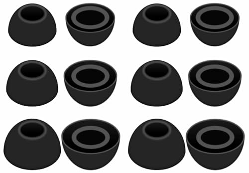 IiEXCEL Liberty 4 NC Ohrstöpsel, Ersatzteil, S/M/L, 3 Größen, weiches Gummi-Silikon, Flexible Ohrstöpsel, Gelhülle, passend für Soundcore Liberty 4NC, Schwarz, 6 Paar