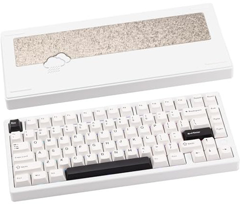CutiePcs WOBKEY Rainy 75 Aluminum Cocoa Switch Mechanical Keyboard with Superior Acoustics, Wired, BT, 2.4G wireless Connectivity (Pro - Cold White)