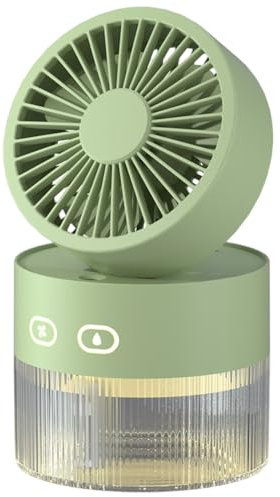 DONGKER Ventilatore Umidificatore, 2 in 1 Ventola Nebulizzatore Ricaricabile a 2 Velocità con Luce Notturna, Ventilatori Raffreddamento per Auto da Viaggio Tende da Esterno Camera da Letto