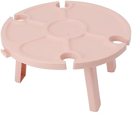 ANKROYU Table Pliante d'extérieur, Table Pliante en Plastique PP, Table de Pique-Nique, Table en Verre à vin, Table Pliante légère pour Pique-niques, Camping, fêtes dans Le Jardin (Rose)