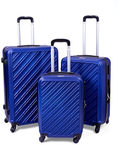 HEYO Hartschalenkoffer Reisekoffer mit Rollen Koffer & Trolleys mit Zahlenschloss Teleskopgriff (Dunkelblau, 3er Set: M, L, XL)