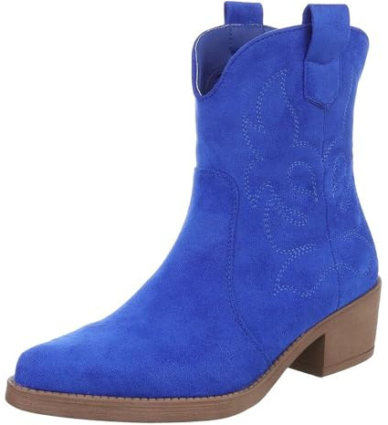 Ital Design Damen Stiefeletten mit Reißverschluss und Blockabsatz, spitze Form