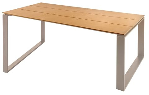 Riess Ambiente Gartentisch Floating 210cm - Greige Natur - Aluminium - WPC | 10 Sitzplätze, wetterfest, UV-beständig, langlebig, natürliche Holzmerkmale, pflegeleicht, ca. 50 kg, Aluminiumgestell